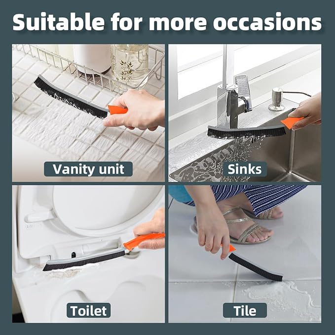 TQRR Toilet Brush, 2 Pcs Bathroom Cleaning Brush, Toilet Scrubber, Deep Toilet Bowl Brush with Hanging Hole, Multifunctional Gap Cleaning Brush, Bristles for Kitchen Sinks, Tub,Shower (6, Orange)