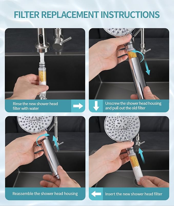 SR SUN RISE Shower Filter for Handheld Shower Head, NSF Certified 8 Pack Replacement Filters for Hard Water Remove Chlorine and Harmful Substances Only Fits SR SUN RISE Shower Head