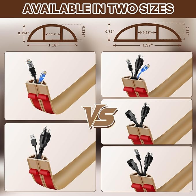 Floor Cord Cover, Floor Cable Cover, Cord Hider Floor, Soft PVC Self Adhesive, Extension Cord Covers for Floor, Prevent Cable Trips,for Offices, Gyms, Exhibitions (Light Brown, 10feet)