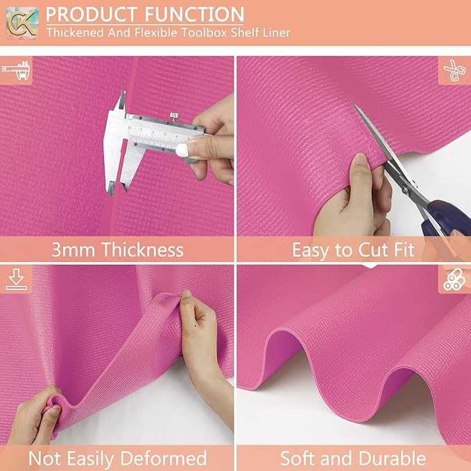 Foam Toolbox Liner Shelf Liner, Thickened Durable Pad Tool Box Mat for Protecting Your Tools, Work Surfaces, Garage, Chest (Rose Red, 20 inch*24ft)