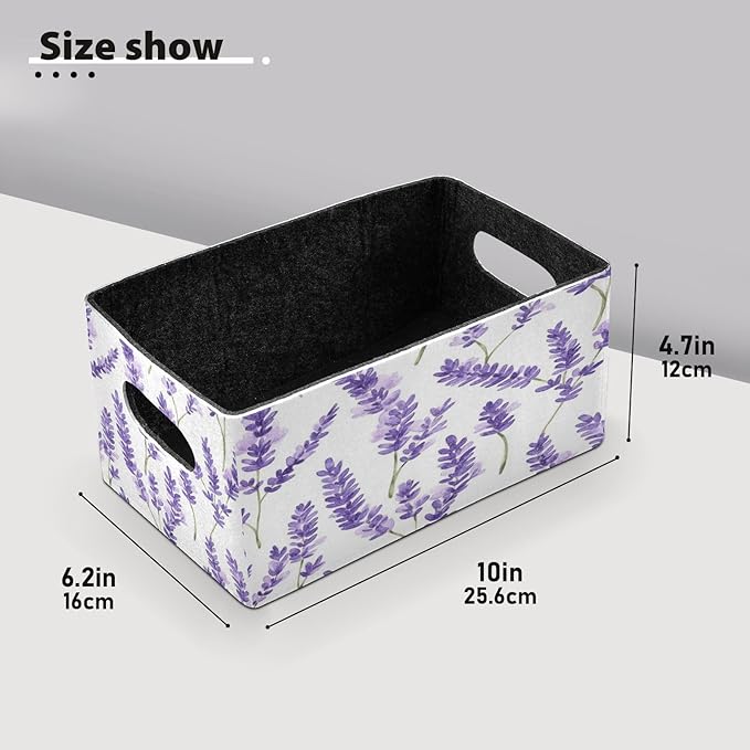 Kcldeci Lavender Flower Storage Bins Baskets for Organizing 2Pack, Sturdy Storage Basket Foldable Storage Baskets for Shelves Closet Nursery Toy
