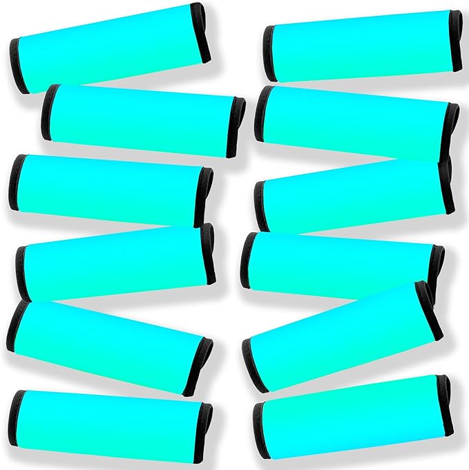 Gowraps Luggage Handle Wrap 12 Pack-Bulk Luggage Handle Wraps For Suitcases Neoprene Handle Wraps/Cover/Grips For Carry on/Bag/Car Travel Accessories For Luggage (Aqua 4.0)