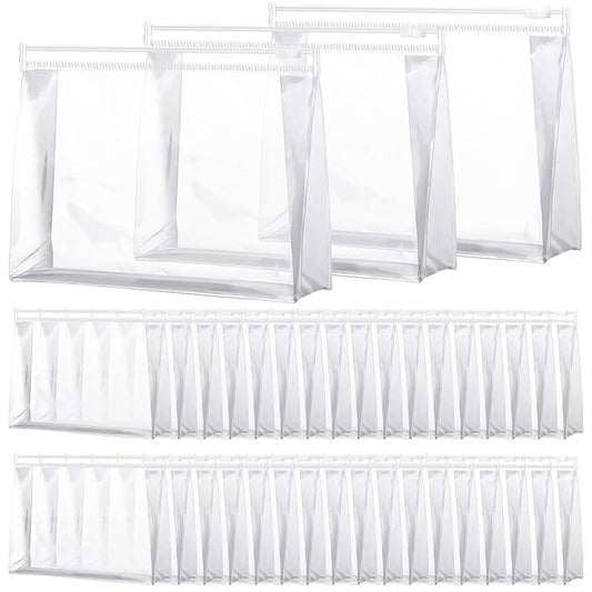Xuniea 50 Pcs Mini Clear Makeup Bag Small Clear Zipper Pouch Travel Plastic Cosmetic Organizer Waterproof for Toiletries Swimsuit Bikini Bathing Suit(11'',Transparent)