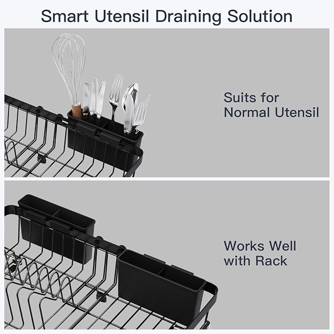 MAJALiS Small Expandable Over The Sink Dish Drying Rack Drainer In Stainless Steel Metal For Kitchen, Counter Space Saving Compact Plate Dryer Strainer Adjustable Hanging Inside Sink Wire Drain Holder