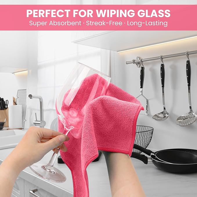 34 Pack Microfiber Cleaning Cloth, 11 Assorted Colors Cleaning Rags for Housekeeping, Colorful Reusable Microfiber Towels for Car, Kitchen, Bathroom and Household Cleaning Supplies, 11.8"X11.8"