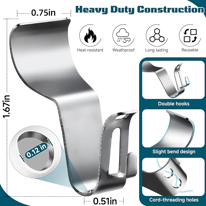 Vinyl Siding Hooks, (10 Pack) Heavy Duty Siding Hooks for Hanging Outdoor Lights, No Hole Siding Clips Holds Up to 13lbs with Double Clips, Wall Hooks for Porch Patio Wreath Decor, Plant Hangers