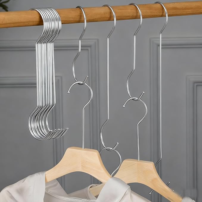 30 Pack 12 Inch Long S Hooks, Metal Extra Large S Hooks for Hanging Kitchenware Plants, Silver