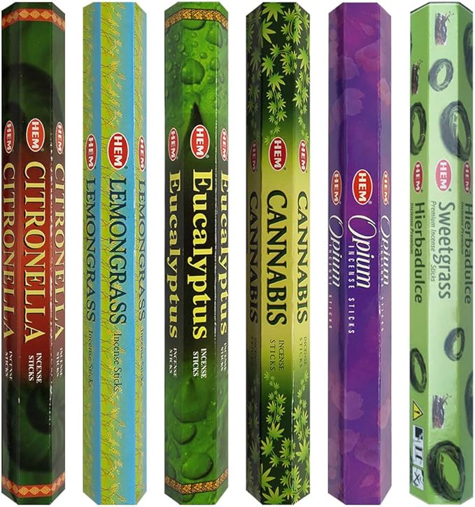 Hem Incense Sticks Variety Pack #26 and Incense Stick Holder Bundle with 6 Herbal Fragrances
