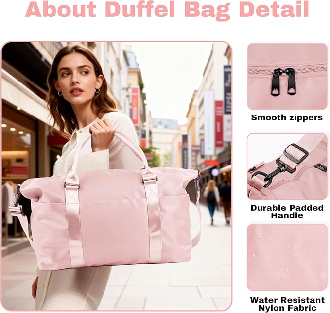 Women's Weekender Duffel Bags, Travel Totes Bag for Airplane Essentials, Overnight Bags for Women with Trolley Sleeve, Large Carry On Hospital Bag for Labor and Delivery, Sport, Gym