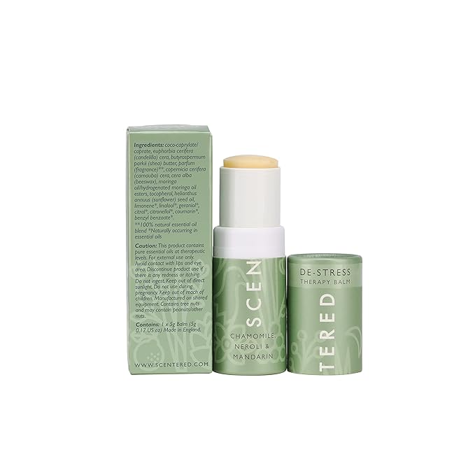 Scentered De-Stress Balm – Aromatherapy Stress Stick with Chamomile & Rosemary – Natural Self-Care Essential Oil roll On – Relaxation Gift for Stress Relief