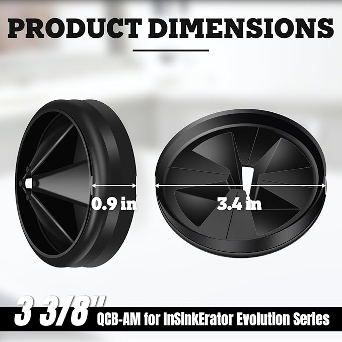 3 Pack Garbage Disposal Splash Guard - Sink Baffle 3 3/8" QCB-AM for InSinkErator Evolution Series, Removable Garbage Disposal Rubber Drain Insert Quiet Collar Drain Plugs Garbage Disposer Accessories