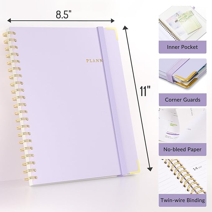 2026 Planner, Forvencer Calendar Planner Weekly and Monthly, Jan 2026-Dec 2026, 8.5" X 11", Hardcover Agenda Book, Daily Journal Organizer with Inner Pocket, Notebook for Office School, A4, Off-white