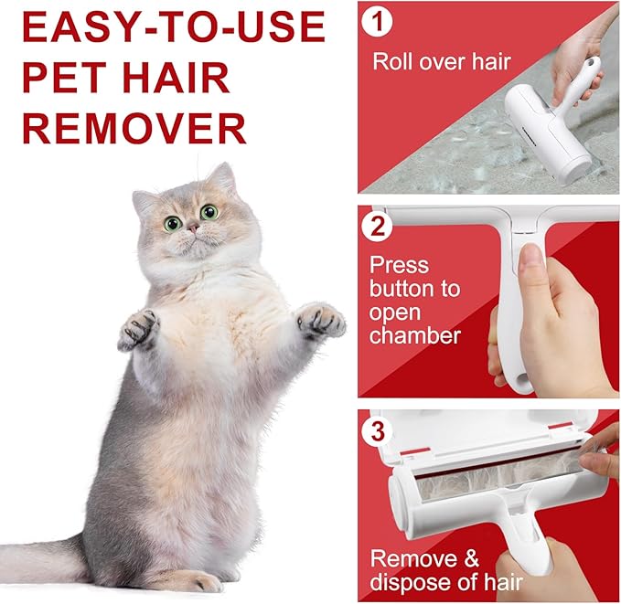 Cornnpet Roller Pet Hair Removal Tool – Reusable Lint Roller for Dogs & Cats – Self-Cleaning Fur Remover Brush - Portable, Multi-Surface Fur Removal Tool - Pet Hair Removal Tool for Car & Home