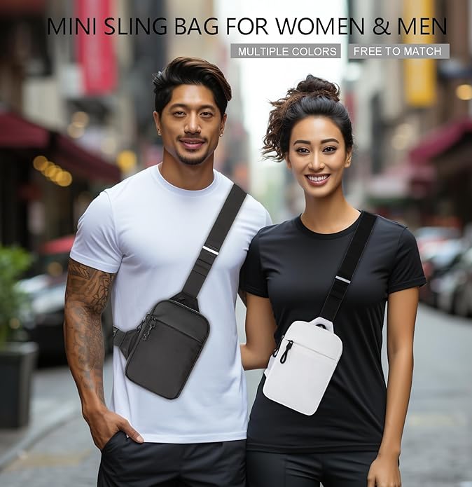Mini Sling Bag for Men Women, Small Crossbody Casual Utility Chest Phone Bag for Travel Workout