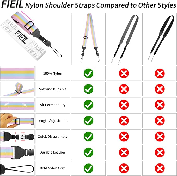 Adjustable Shoulder Strap, Nylon Camera Strap, Comfortable Neck Strap for iPad, Cellphone Tablet, Camera, Laptop, Binocular, Luggage Bag (Rainbow Colors Universal Lanyard)