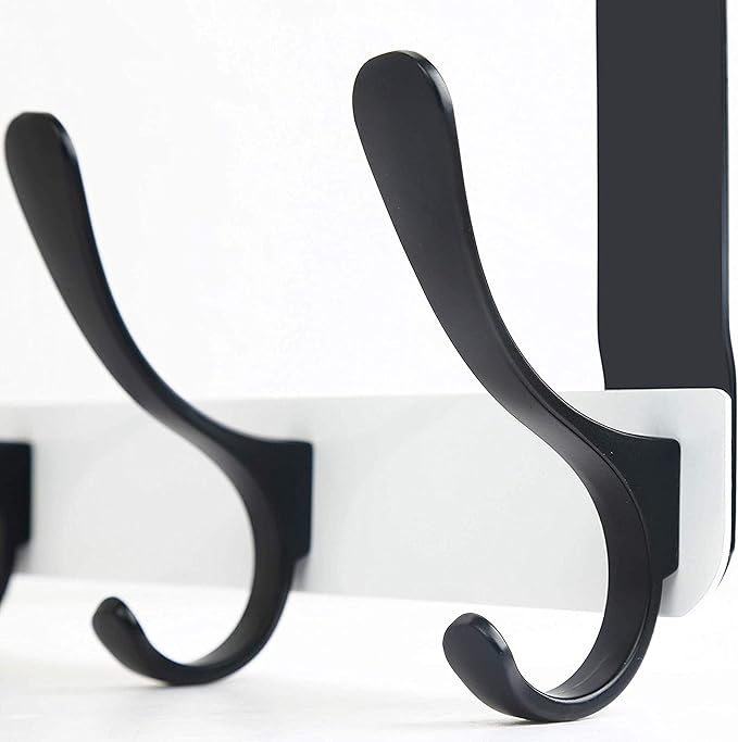 SKOLOO Over The Door Hook, Door Hanger Hooks for Hanging Clothes, Towels, Coats, Hats, Over The Door Towel Hook - Black on White, Assembly Required