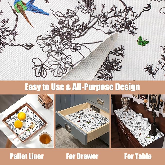 Tatyanna Shelf Liner for Kitchen Cabinets Non Adhesive Drawer Liner Floral Cabinet Liner Non Slip Shelf Liners Strong Grip Waterproof Dresser Liner Easy to Clean for Kitchen Cupboard 12IN x 10FT