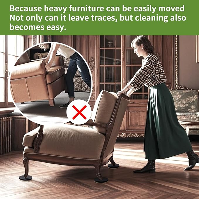 COVERCORNER Furniture Sliders 8 PCS - 2-in-1, 3.5-inch or 4-inch - Furniture Sliders for Carpet & Hardwood Floors! Furniture Movers Sliders & Sliders for Moving Furniture Easily & Safely!