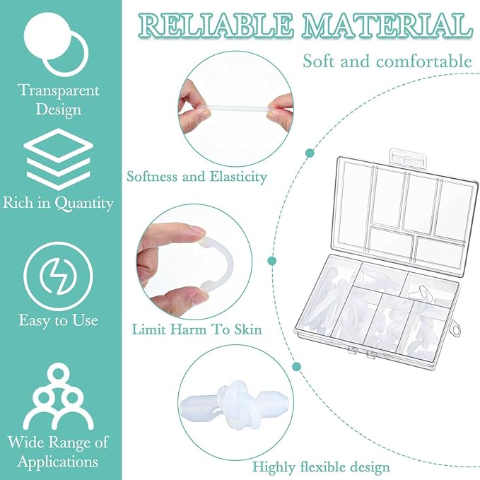 50 Pcs Eyeglasses Retainers Sets 12 Pairs Anti Slip Adhesive Glasses Nose Pads 4 Round Ear Grips 4 Silicone Ear Hooks Holders 4 Glasses Temple Tips Sleeve for Repair(Transparent)