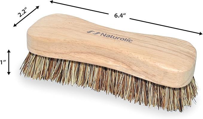 Naturolic All-Natural Wooden Scrub Brush Set | Wooden Handle | Tampico and Palmyra bristles | Eco Friendly Cleaning Products | Pack of 2