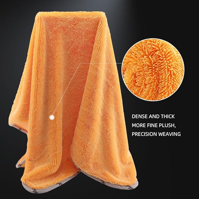 SPTA Drying Towel, Car Wash Drying Towel for Spotless Shine, Highly Absorbent, Scratch-Free Large Microfiber Towel for Car Washing, 29.1 x 35 inch, Orange-MT031