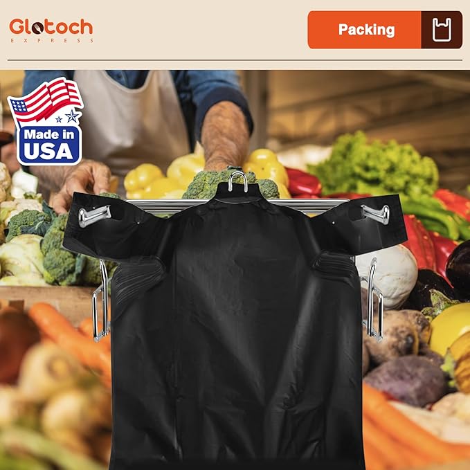 Glotoch 1000 Count Plastic T-shirt Bags Plain Black, 11.5 x 6.5 x 21" Grocery Shopping Bags with Handles for Restaurant, Retail, Takeout, Convenience Stores, Kitchen Trash, in Bulk for Small Business