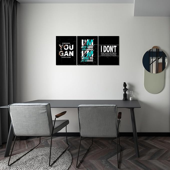 KAWAHONE -3 Pieces Inspirational Quotes Canvas Wall Art, Motivational Canvas Print Positive Encouraging Canvas Posters for Office Home Wall Decor Framed Gift