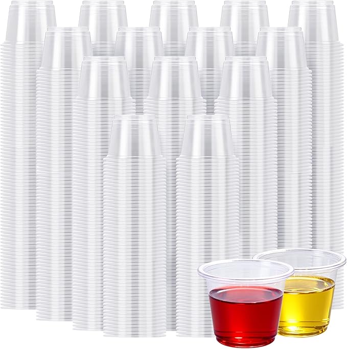 Lamosi 1000 Count 1 oz Plastic Shot Glasses Disposable, 1 Ounce Clear Jello Shot Cups for Whiskey, Vodka, Tequila, Wine Tasting, Sauce, Food Sample