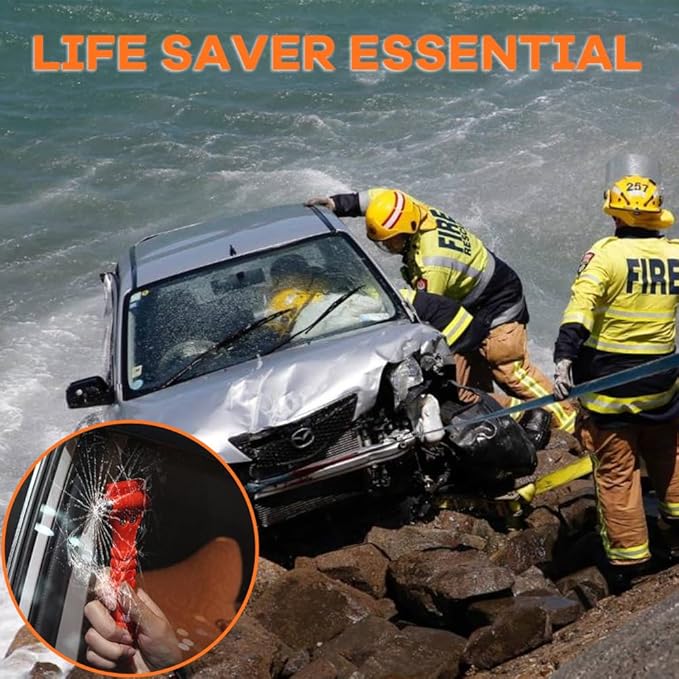 SINSEN Car Safety Hammer Set of 3 Emergency Escape Tool Auto Car Window Glass Hammer Breaker and Seat Belt Cutter Escape 2-in-1 for Family Rescue & Auto Emergency Escape Tools (3 PCS)
