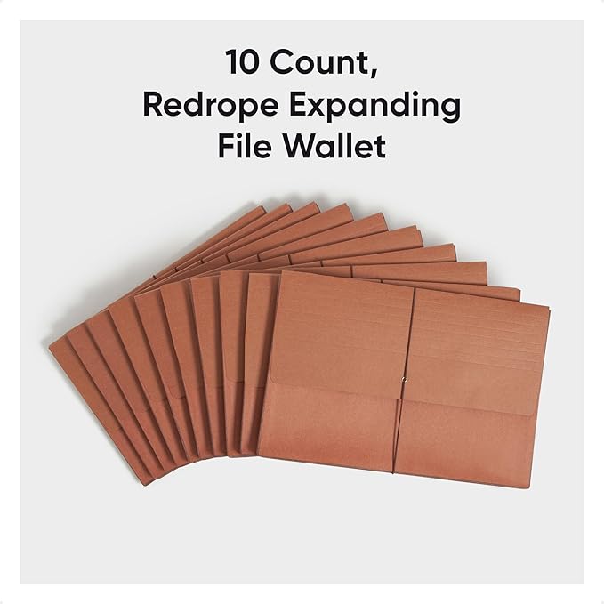 Smead Redrope Expanding File Wallet, Expanding File Organizer, Accordion Folder for Documents, Flap/Cord Closure, 5-1/4" Expansion, Tear-Resistant, Legal Size, 10 per Box (71111)