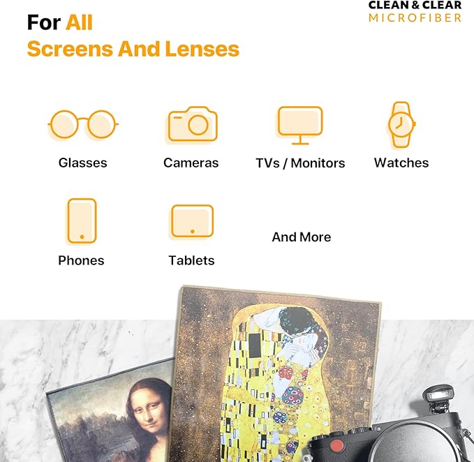 Large [2 Pack] Classic Art (Girl with a Pearl Earring) - Ultra Premium Quality Microfiber Cleaning Cloths (Best for Camera Lens, Glasses, Screens, and All Lens.), Microfiber cloth