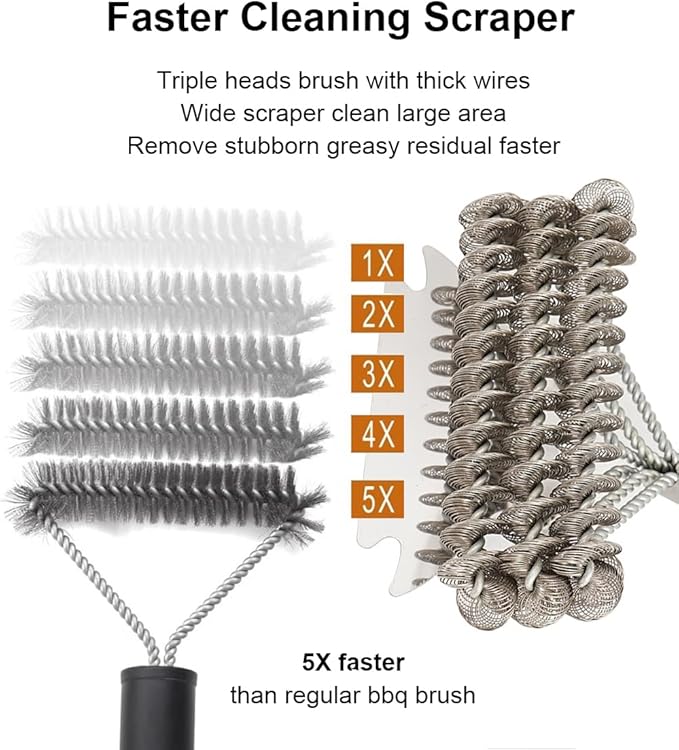 Grill Brush Grill Cleaning Kit, Grill Cleaner BBQ Grill Accessories Bristle Free, Grill Brush for Outdoor Grill BBQ Brush for Grill Cleaning (Pack of 1)