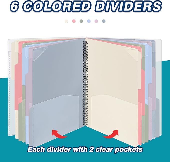 H4D 24 Pocket Morandi Color Spiral Multi Pocket Folder Poly Project Organizer
