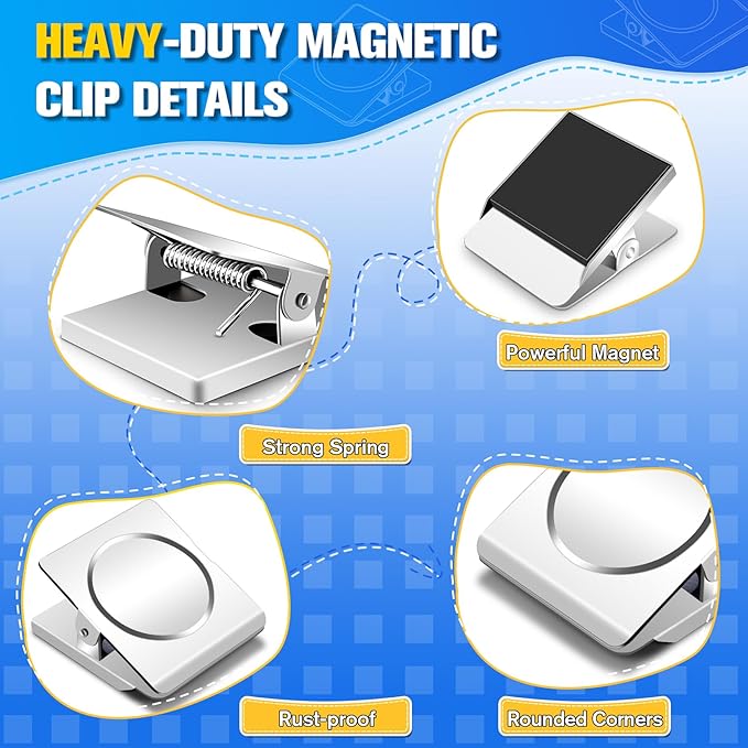 Grtard Strong Magnetic Clips, 2.2 Inch Extra Large Magnetic Clips Heavy Duty, 8Pack Magnet Clip for Fridge, Clip Magnets for Refrigerator, Whiteboard, Classroom, Kitchen, Office Organizer