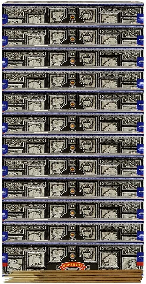 Super Hit Incense Sticks 40g and Holder Bundle - Pack of 12 (Approx 480 Sticks)