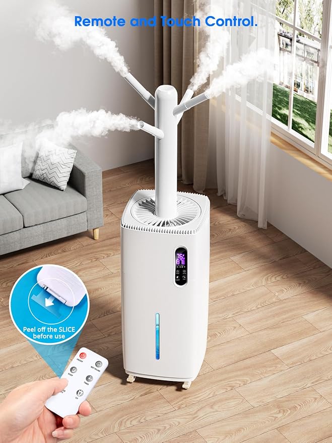 26L/5.7Gal Humidifier Large Room 3000 ft², Supersized Cool Mist, 38H Quiet Humidifiers for Bedroom, 2000mL/h Mist Output, Touch/Remote Control, Humidifiers for Home, Whole House, Plant, White