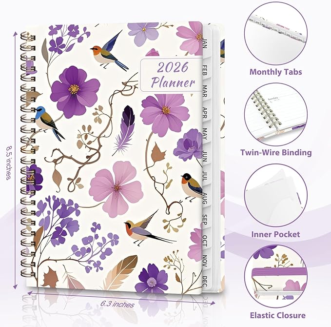 2026 Planner, Weekly and Monthly Calendar Academic Planner, Jan 2026 - Dec 2026, Planning Agenda Book for Desk Accessories and School Supplies - A5 (6.3'' x 8.5'')