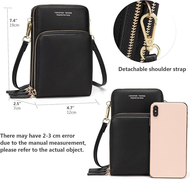myfriday Small Leather Crossbody Bag for Women with Guitar Strap Mini Crossover Bags & Shoulder Purses with 2 Card Slots