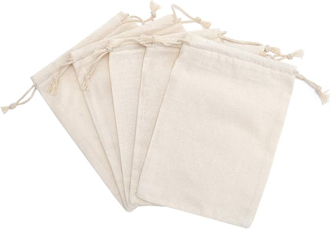 Tendwarm 50 Pieces 5x7 Inches Cotton Drawstring Bags Reusable Muslin Sachet Bag for Party Wedding Storage Home Supplies