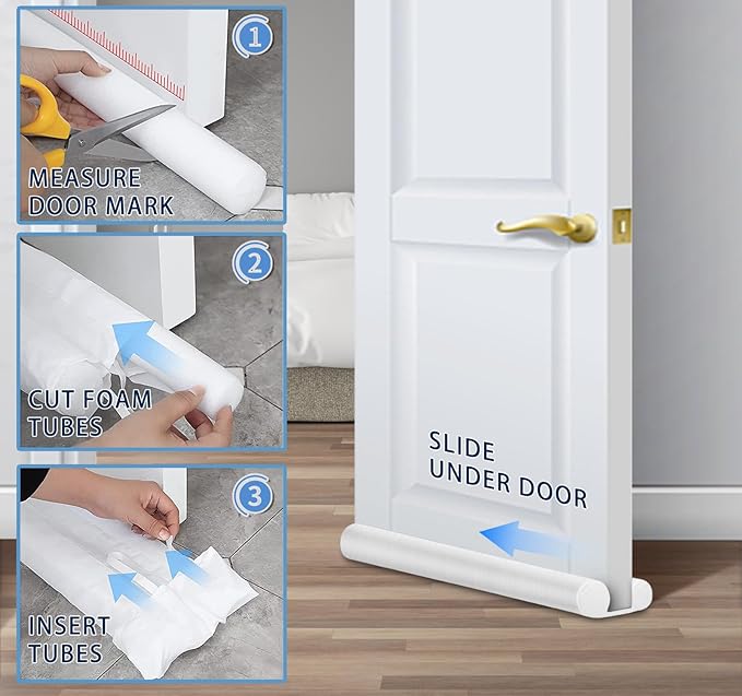 MAXTID Under Door Draft Stopper Cold Air Blocker - Large Doors Seal Gap Bottom of Doors 36" Adjustable 30" 32" 34" Weather Stripping Blocker Interior Front Door Sweep Bedroom Must Have