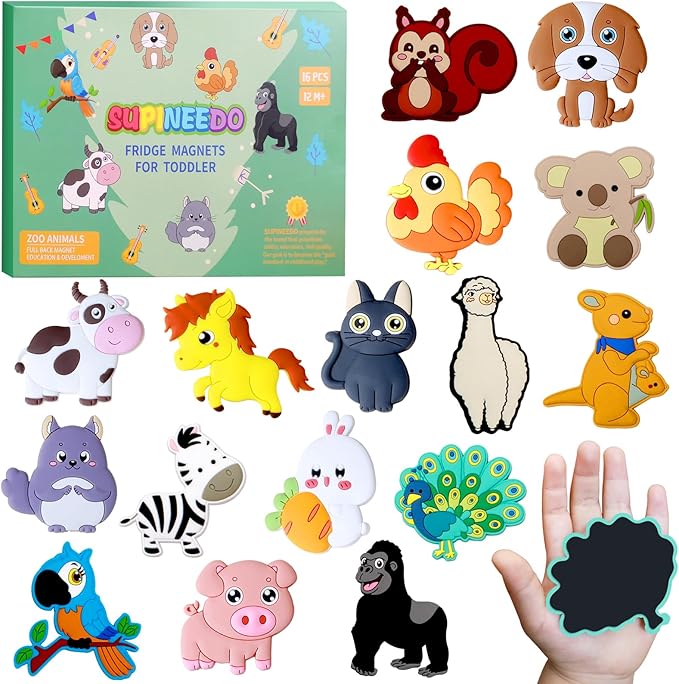 SUPINEEDO Kids Magnets for Fridge, Cute Animals Fridge Magnet for Toddlers 1 Baby Educational Refrigerator Magnets Children Gift, Full Back Toddler Magnets, 231123