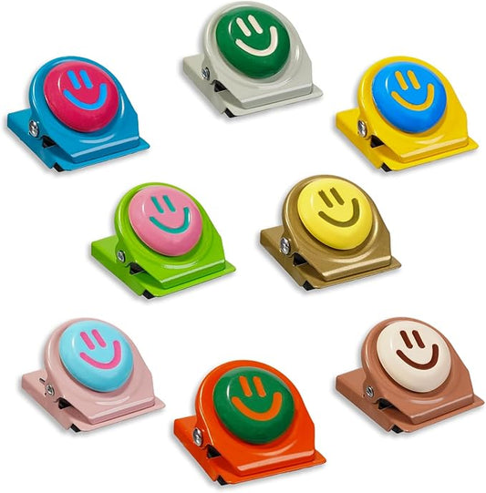 8Pcs Colorful Magnetic Clips – Palette Happy Face Fridge Magnets Set for Artwork Display, Whiteboard, Locker & Family Organization