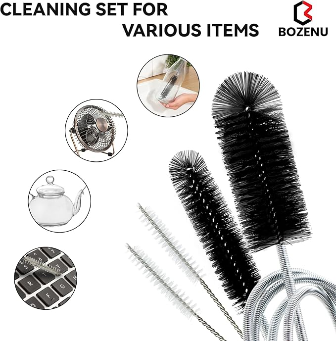 Flexible Drain Brush, 66 Inch Long Double Ended Hose Pipe Cleaners and 58 Inch Tube Cleaning Brush and 2 Pack 8 Inch Straw Cleaner Brush