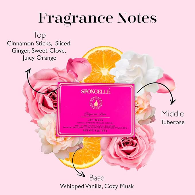 Bulgarian Rose Pedi Buffer – Exfoliating Foot Scrub & Cleanser | Softens, Smooths & Hydrates Dry Feet | Built-in Body Wash | 30+ Uses | Vegan, Paraben-Free, Cruelty-Free | at-Home Pedicure Spa