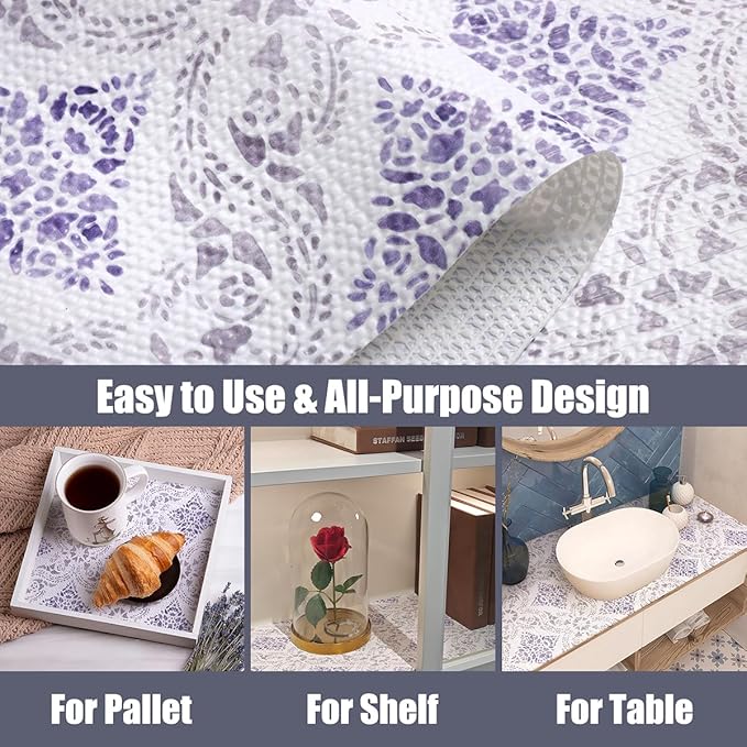 Tatyanna Shelf Liner for Kitchen Cabinets Non Adhesive Boho Drawer Liners Strong Grip Non Slip Cabinet Liner Waterproof Easy to Clean Shelf Liners for Pantry Cupboard Dresser Shelves 12IN x 10FT