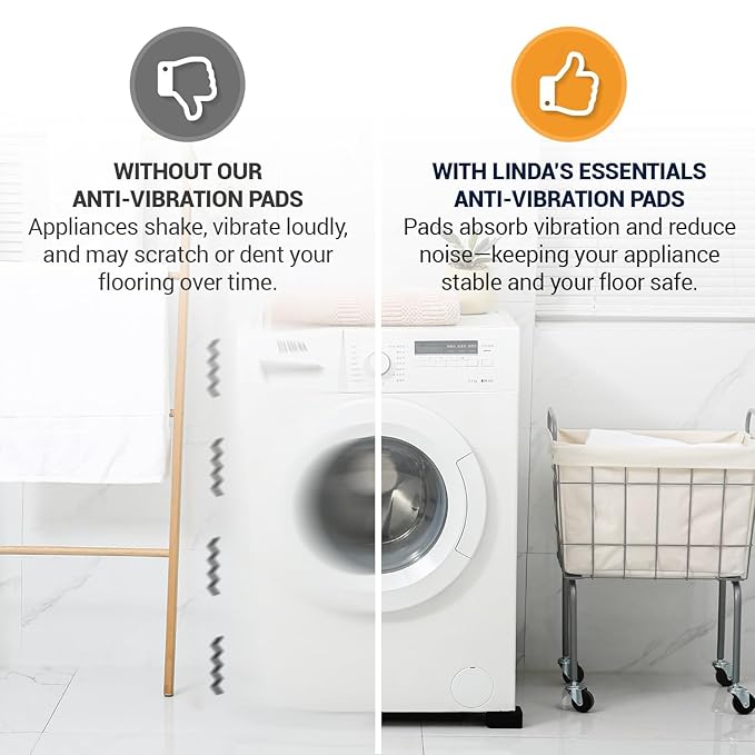 Anti Vibration Pads for Washing Machine and Dryer (Set of 8) - Universal Washer Anti Vibration Pads with HexiGrip™ - Washing Machine Accessories & Leveling Pads – Vibration Dampening Mat