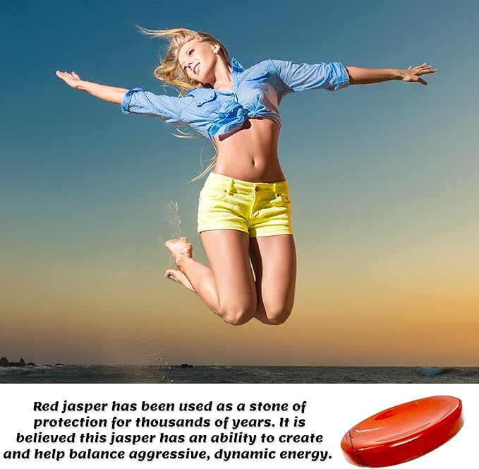 Red Jasper Worry Stone – Crystal Thumb Worry Stones for Anxiety, Stress – Relaxing and Soothing Balance Stones for Meditation, Stress Relief – Healing Stones and Crystals for Men and Women