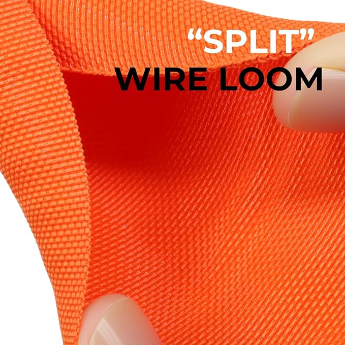 5/16 inch Split Braided Cable Management Sleeve for USB Cable, Power Cord, Audio Video Cable, Wire Loom Cord Protector from Cat Dog Chewing (Orange, 25FT)