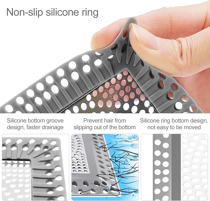 LEKEYE Shower Drain Hair Catcher | Drain Strainer | Shower Drain Cover Stainless Steel and Silicone