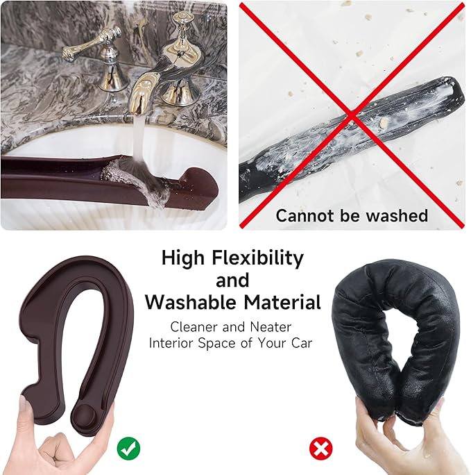 Car Seat Gap Filler Set of 2, 3-in-1 Seat Side Gap Filler Plug with Storage Slot & Hook Function, Soft Foam Universal Fit Car SUV Truck Fill Gap Between Seats Console Organizer (Narrow Deep Brown)